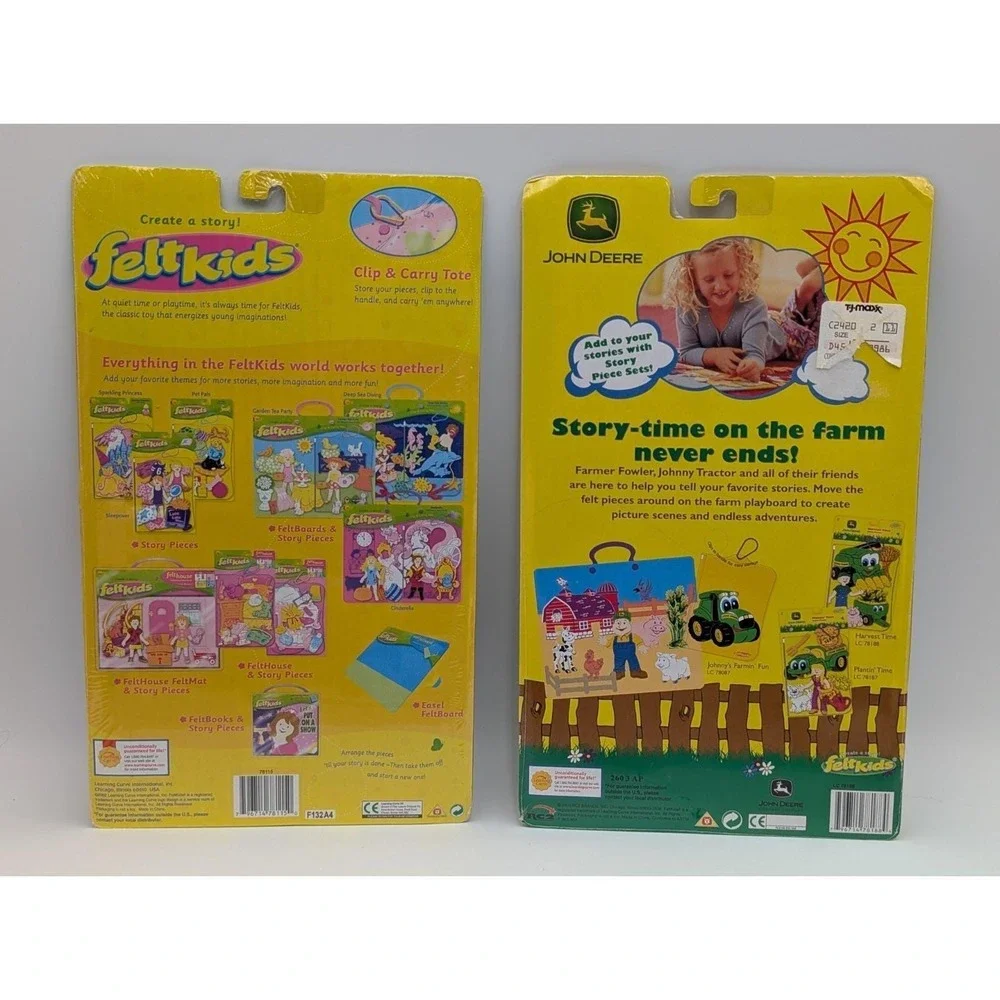 Felt Kids John‎ Deere Garden Clip Carry Tote Lot of 2 Sealed 2002 2003